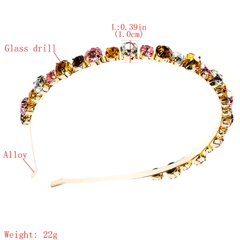Pauli Manfi Women Colorful Rhinestone Headbands Hair Bands Hair Clips Korean Circle Simple Hair Hoop Headwear Accessories
