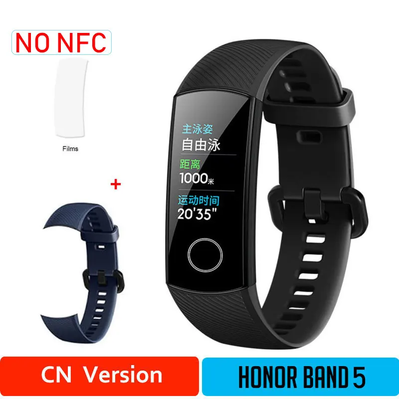 CNblack5moDB Глобальная версия HONOR Band 5 Смарт-браслет Оксиметр крови кислород несколько циферблатов сердечного ритма фитнес-трекер сна шагомер NFC - Цвет: CNblack5moDB