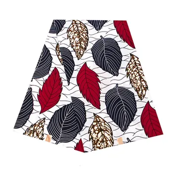 

White Leaf African Cotton Real Wax Fabric DIY Sewing Print Batik Cloth Fabric Ankara Veritable Wax Fabric For Party Dress