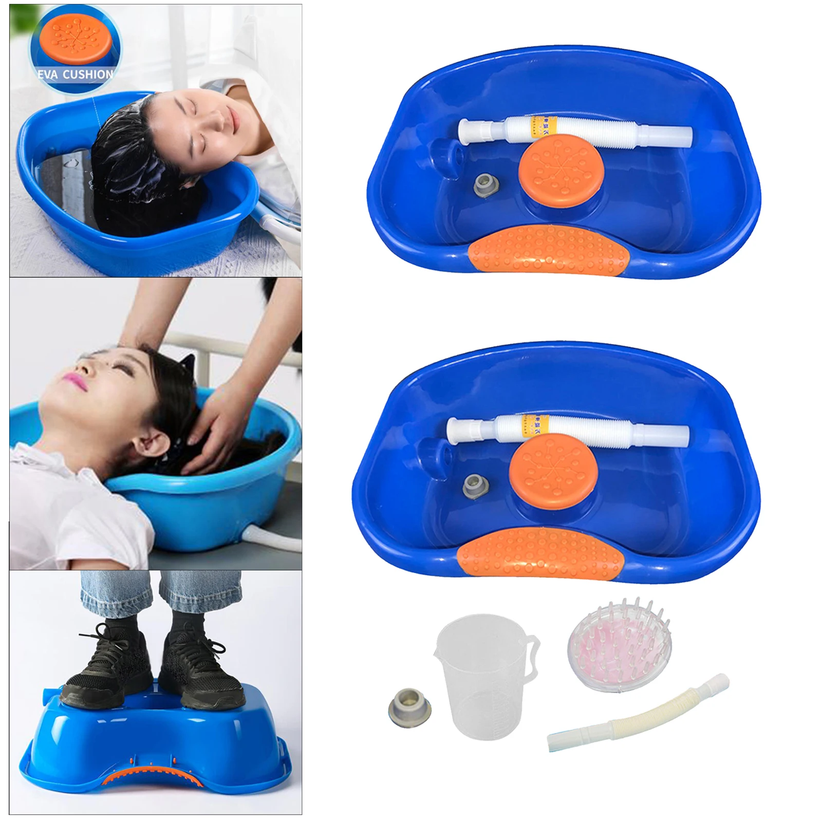 Bed Shampoo Basin Hair Washing Basin Wash Tub with Hose Round Edge