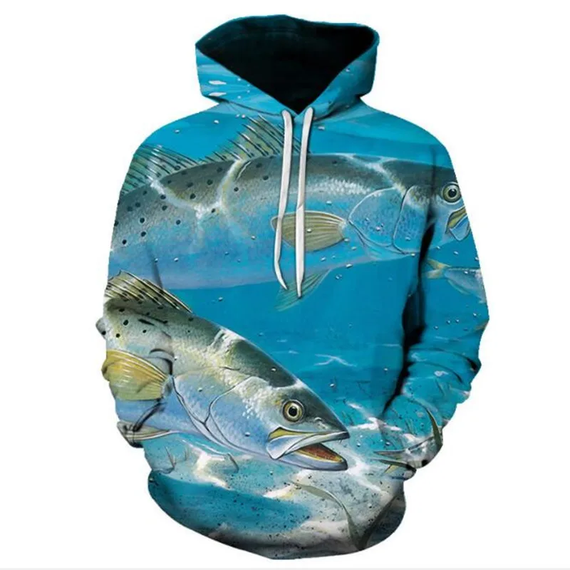 Стиль 3D рыбий узор толстовки для рыбалки осень зима Спорт на открытом воздухе Мужская Женская одежда для рыбалки размера плюс 6XL-S - Цвет: Черный