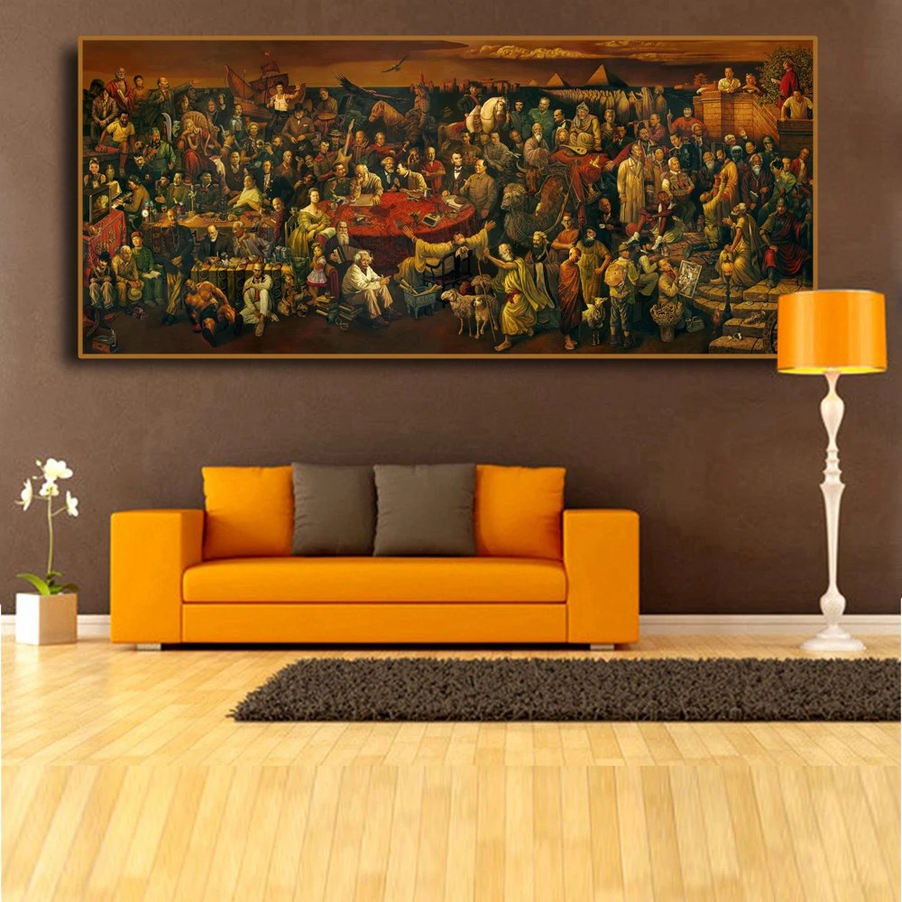Ancient and modern historical celebrities posing with oil painting posters prints on canvas Modern art home decoration | Дом и сад
