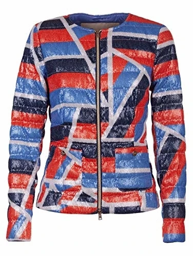 Herno Piumino Corto Donna, пайетки, фантазия, полиэстер, мультиколор