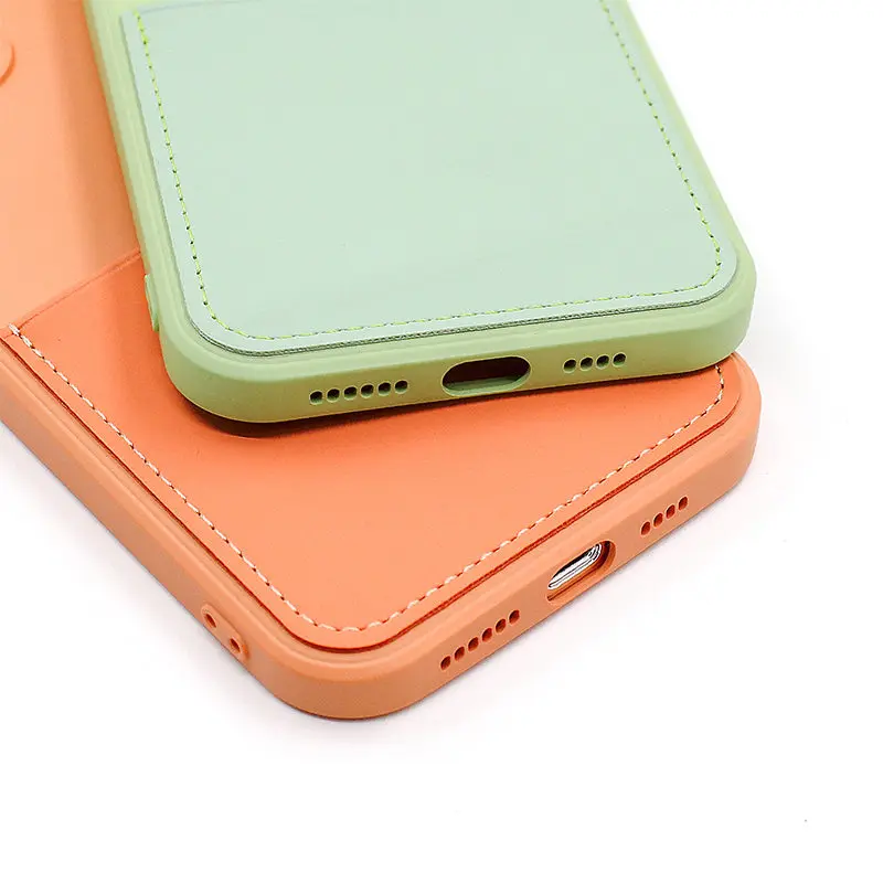 Candy Color Silicone Phone Case For iPhone 12 13 SE 2020 11 Pro Max XS X XR 6 7 8 Plus Wallet Card Holder Soft Shockproof Cover iphone xr phone case