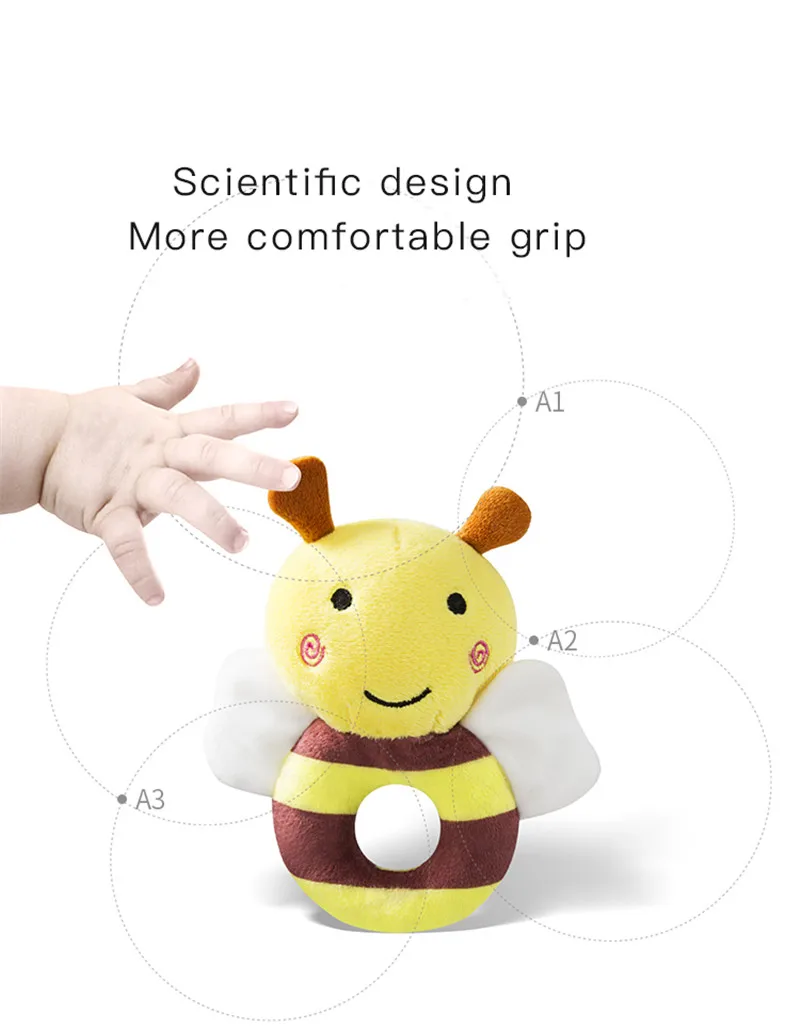 PUDCOCO Infant Kid Newborn Baby Bed Bells Soft Hanging Toys Cartoon Animal Musical Rattle Stick Early Learning Toys