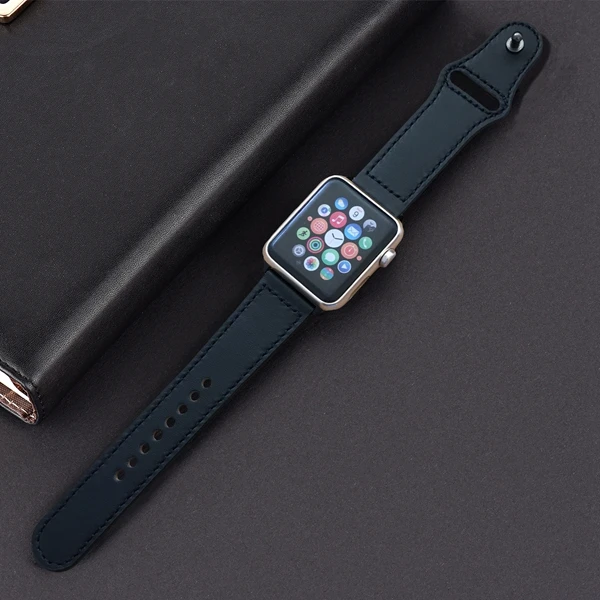Новейшее поступление натуральная кожа петля ремешок для apple watch 42mm, 38 мм, ремешок для наручных часов iwatch, 44 мм 40 мм 5 4/3/2/1 braceletseries 5 - Цвет ремешка: black