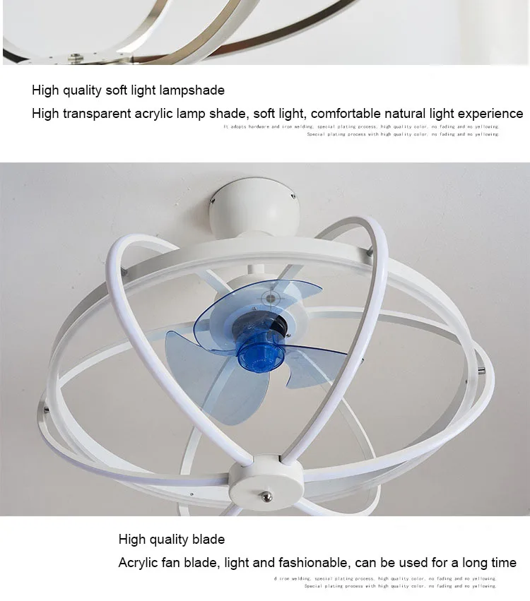Светодиодный потолочный вентилятор, светильник для ресторана, спальни, потолочный светильник, современный минималистичный потолочный светильник с отрицательными ионами