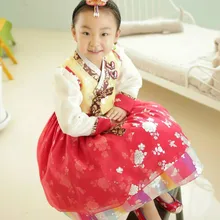 Корейский ханбок; одежда для сцены для девочек; корейский импортный модный костюм из ткани; популярная милая и милая детская одежда розового цвета