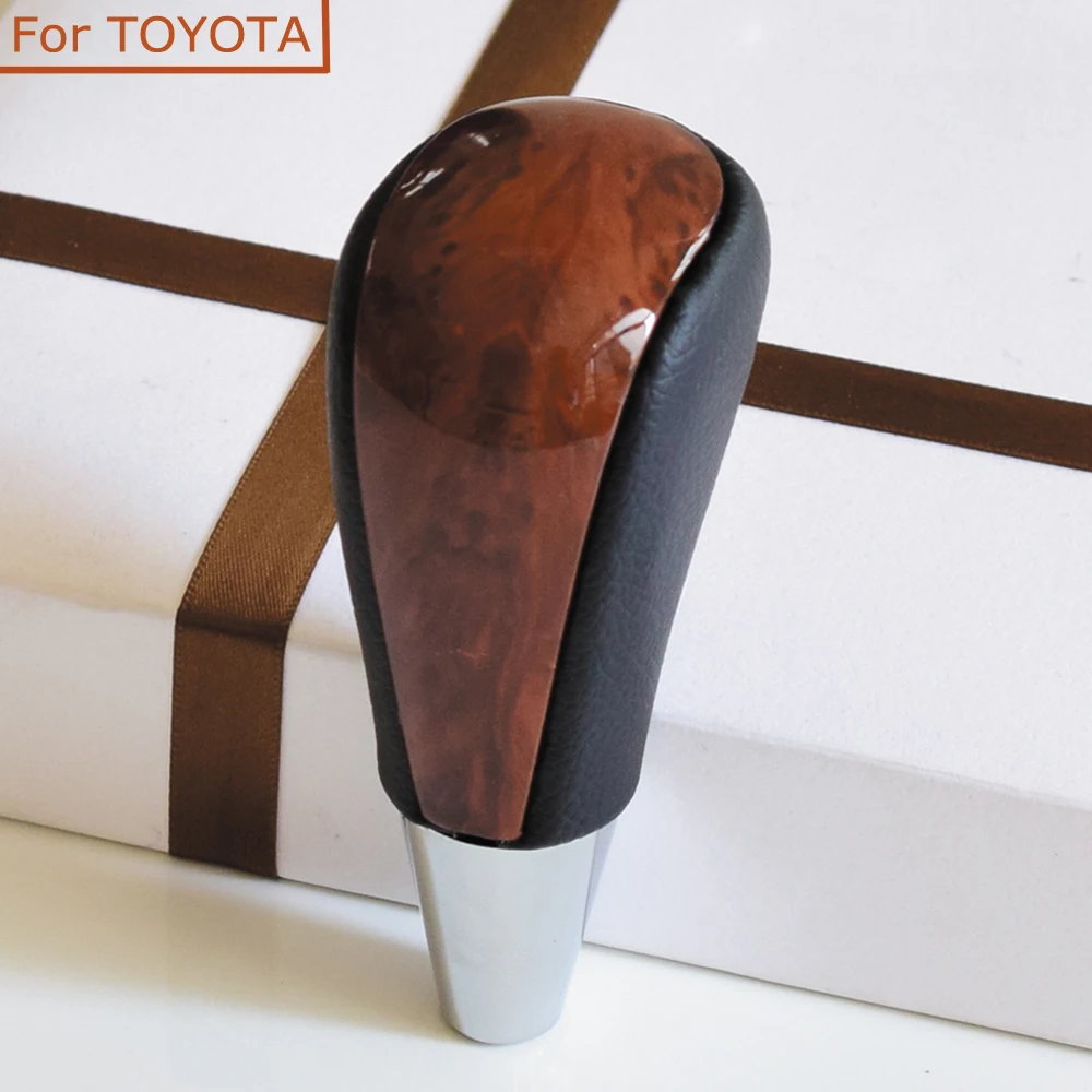 

Gear Automatic Shift Knob Lever Shifter HandBall Walnut+Leather For TOYOTA Corolla Camry Harrier Fortuner Crown Land Cruiser