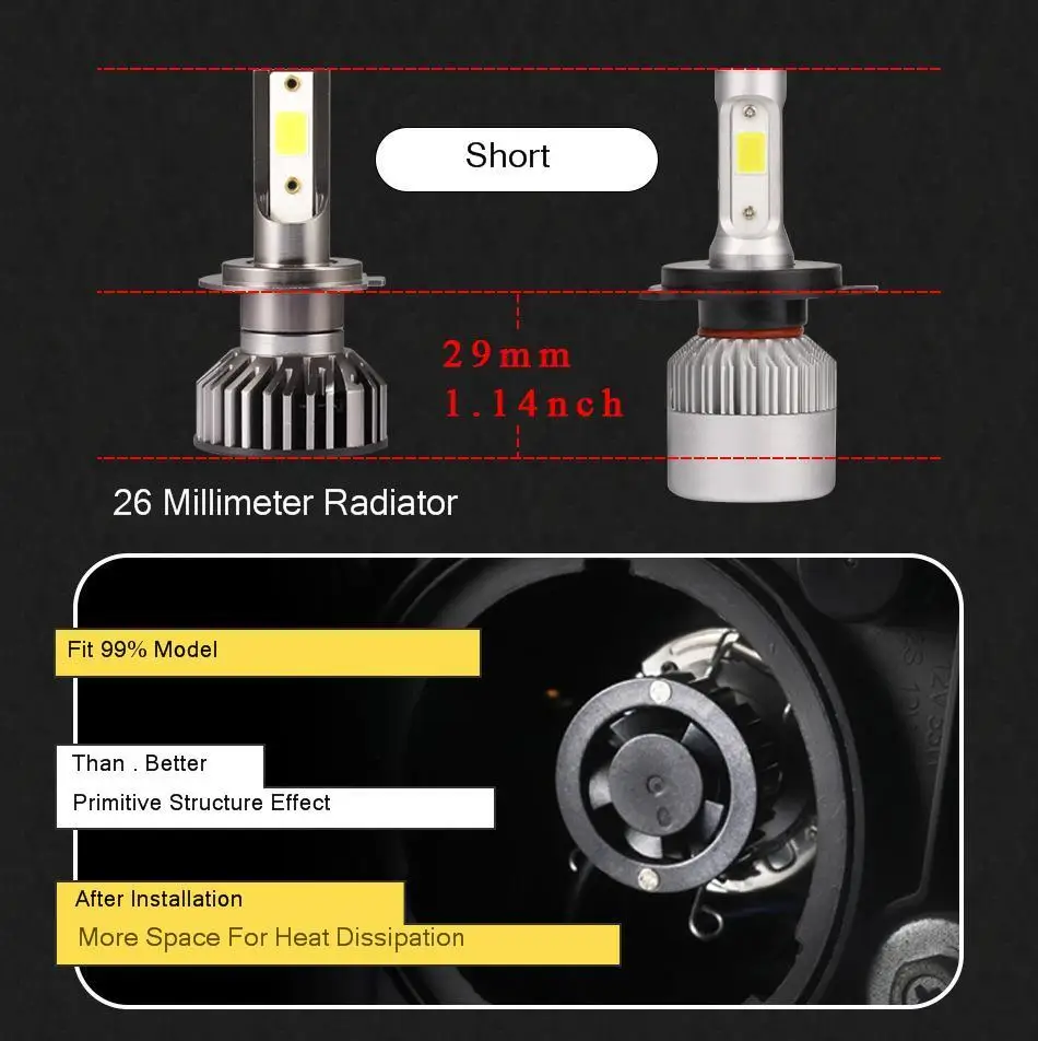 4 Colour Headlamps Car LED Headlight H1 H3 H4 H7 H8 H9 H11 9005 9006 9012 3000K/4300K/6000K/8000K 36W Head Lamp Light