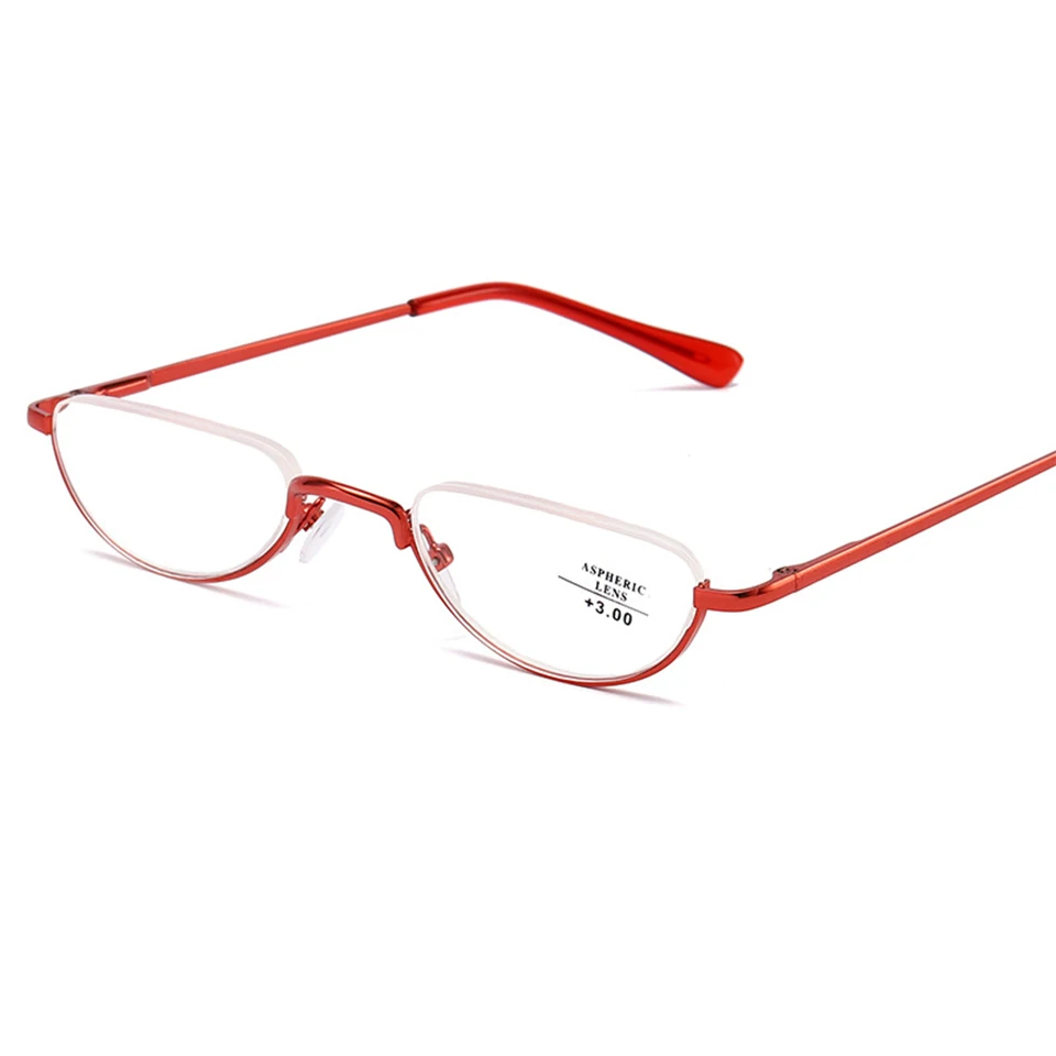 Ультралегкие металлические очки для чтения с полуоправой, унисекс, портативные бизнес очки для пресбиопии с диоптриями+ 1,00+ 1,50+ 2,00+ 2,50+ 3,00