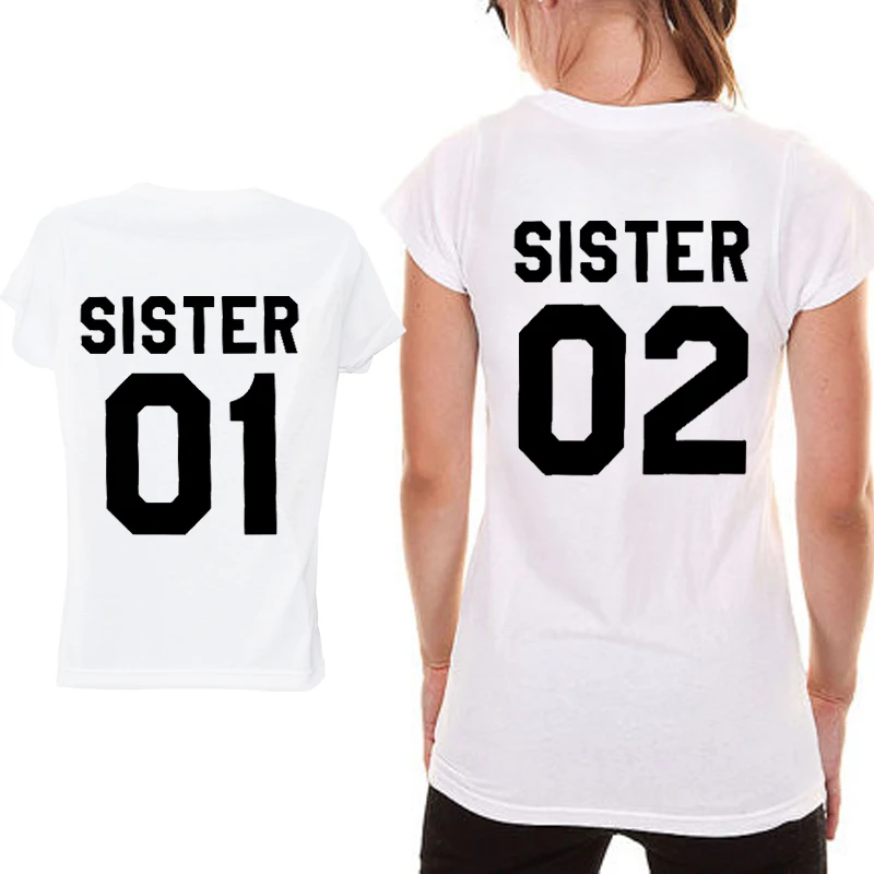 Женская модная летняя футболка Kawaii Best Friends SISTER 01 SISTER 02 SISTER 03, короткая Корейская одежда, эстетическая футболка