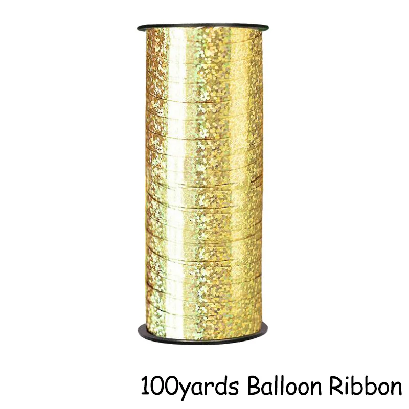 100Yard Balon Ribbon Одноразовые бронзовые столовые приборы Mr& Mrs Love You для свадебной вечеринки, бумажные кружки, тарелки, салфетки, баннеры для свадебной вечеринки - Цвет: 100Yard Balon Ribbon