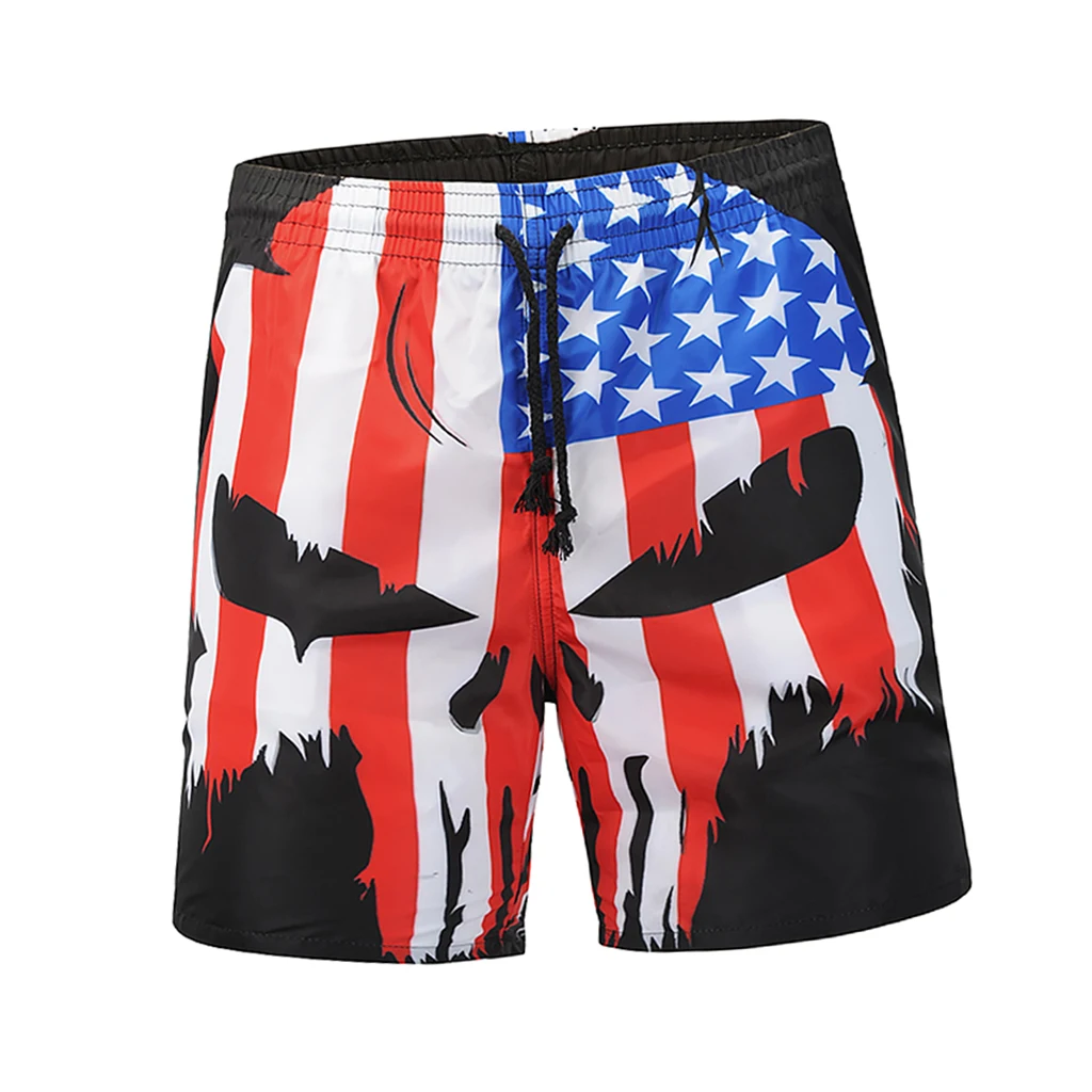 Men's American Flag Classic Fit Perfect Loose Shorts Quickly Dry Swim Trunks