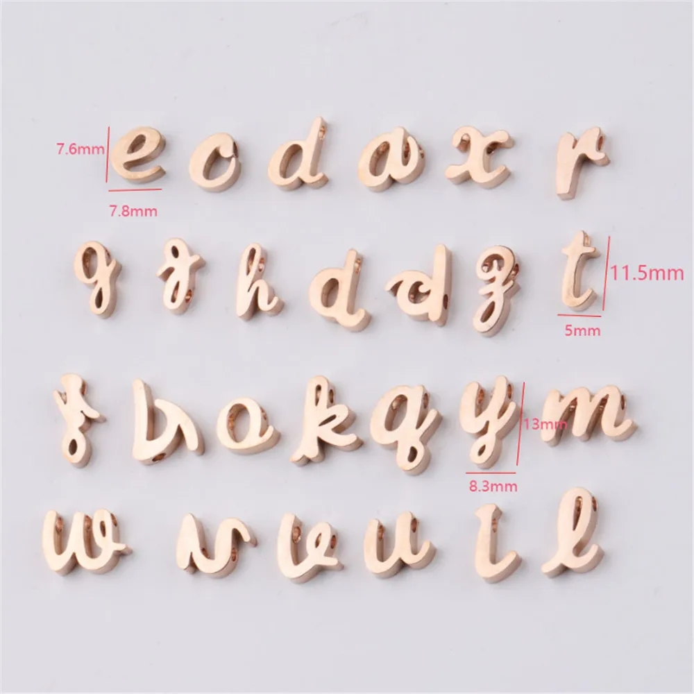 10pcs Rose Gold Alphabet Dangle Charm Jewelry A-Z Letter For Necklace 1.8MM Hole Stainless Steel |