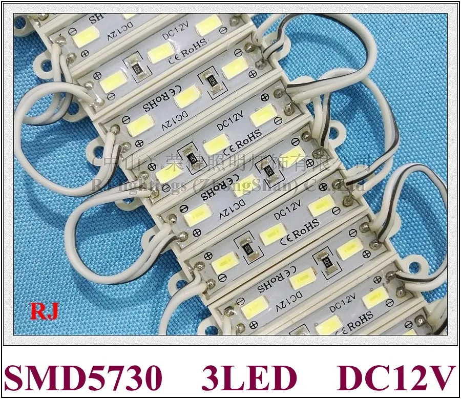 36 мм* 09 мм SMD 5730 светодиодный модуль 3 светодиодный рекламный светильник Модуль для вывесок 12 В 3 светодиодный 0,9 Вт 100лм водонепроницаемый яркий CE