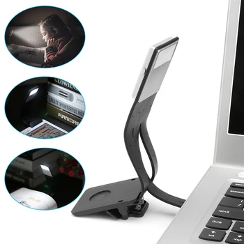 

LED Book Light Reading Light Flexible Dimmable USB Rechargeable Adjustable Clip In Reading Night Light Backlight For Computer