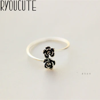 

Korean Silver Color Rose Flower Rings for Women Men Jewelry Punk Vintage Finger Rings