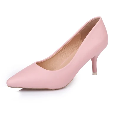 pink 5 cm Простые женские туфли на высоком каблуке с закрытым носком офисные туфли-лодочки для вечеринок тонкие туфли больших и маленьких размеров 32,33 42 - Цвет: pink 5 cm