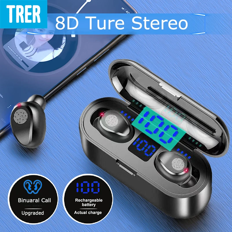 

TWS Wireless Earphones Bluetooth 5.0 Touch Control auriculares Blue LED Display Earpiece with Mic Stereo fone de ouvido Receiver