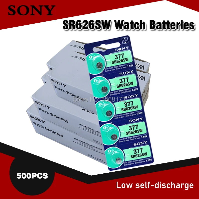 500 шт. Новый SONY 100% оригинальный 377 SR626SW 626 SR626 V377 AG4 батарейный блок для часов Сделано