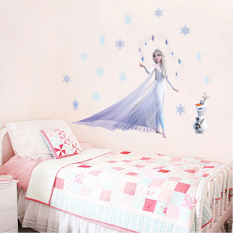 Wall Stickers Cartoon Disney Frozen 2 Princess 30*60cm for Kids Rooms Home Decor Diy Elsa Olaf Pvc Mural Art