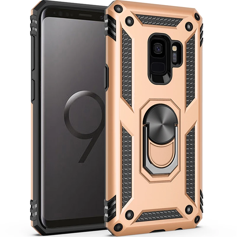 Роскошный чехол с магнитным кольцом для samsung Galaxy S9, Прочный противоударный чехол с подставкой для samsung Galaxy S9 S9 Plus, чехол - Цвет: Golden