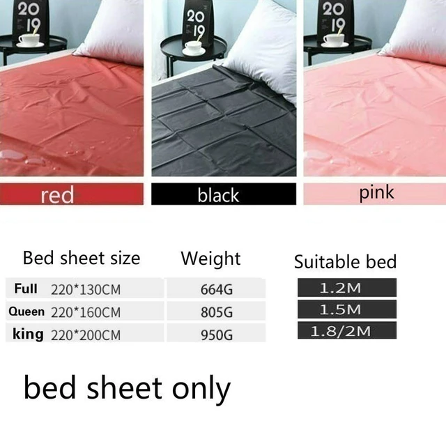 Bed Sheet King Size Wetlook PVC Wet Play Inflatable Pillow Strap