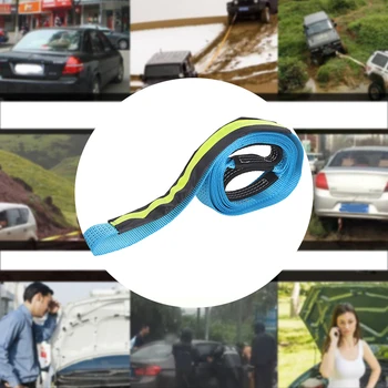 

New 5M 8Tons Durable Car Thicken Recovery Heavy Duty Rope Off Road Polyester Tow Strap With Hooks High Strength Emergency Blue