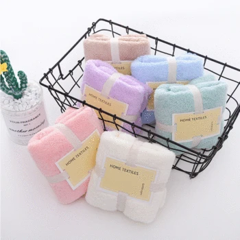 

Towel High Density Velvet Cut Lace-up Present Towel Household Absorbent Quick Drying Coral Velvet Towel