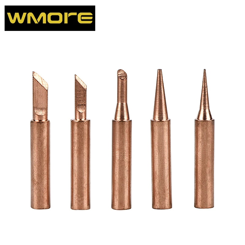 WMORE font b soldering b font iron tips 5pcs set 900M T pure copper Lead free