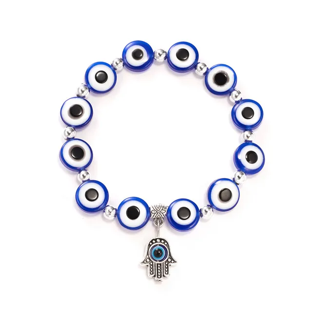 8 Braccialetti Malocchio Con Perline - 7 Chakra, Hamsa, Turchese, Elastico, Per Protezione E Benessere - Foto 3