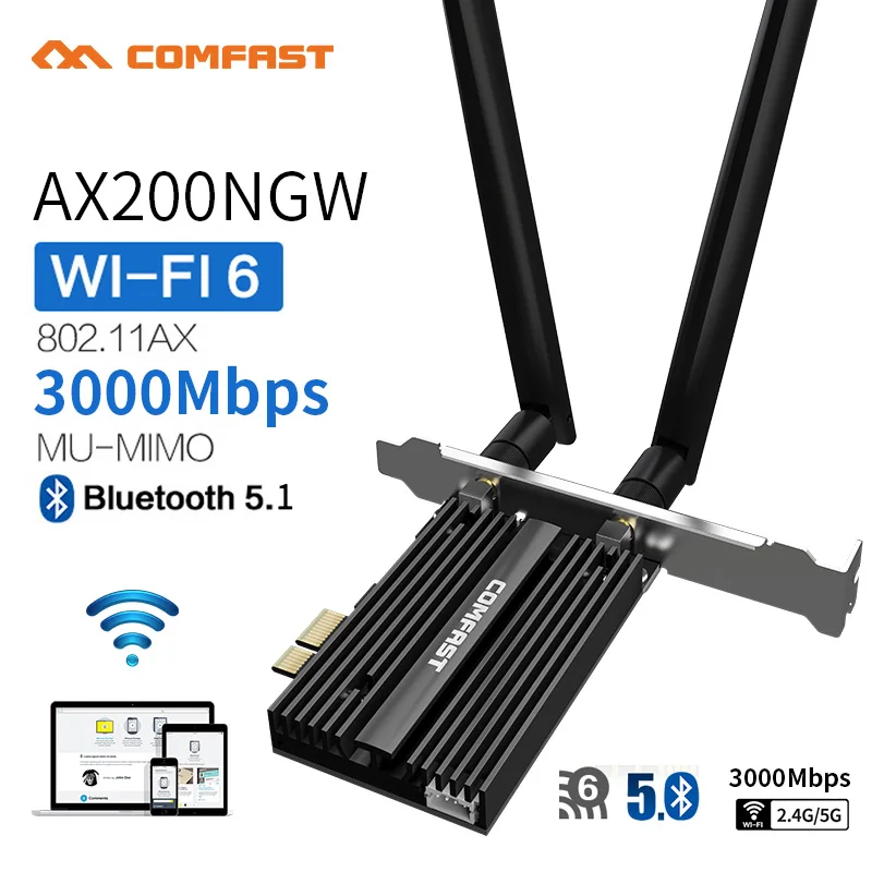 Двухдиапазонный 2 4 Гбит/с PCIe Express Wifi Intel AX200 гигабитная сетевая карта 802.11AX Bluetooth 5 1 Wi