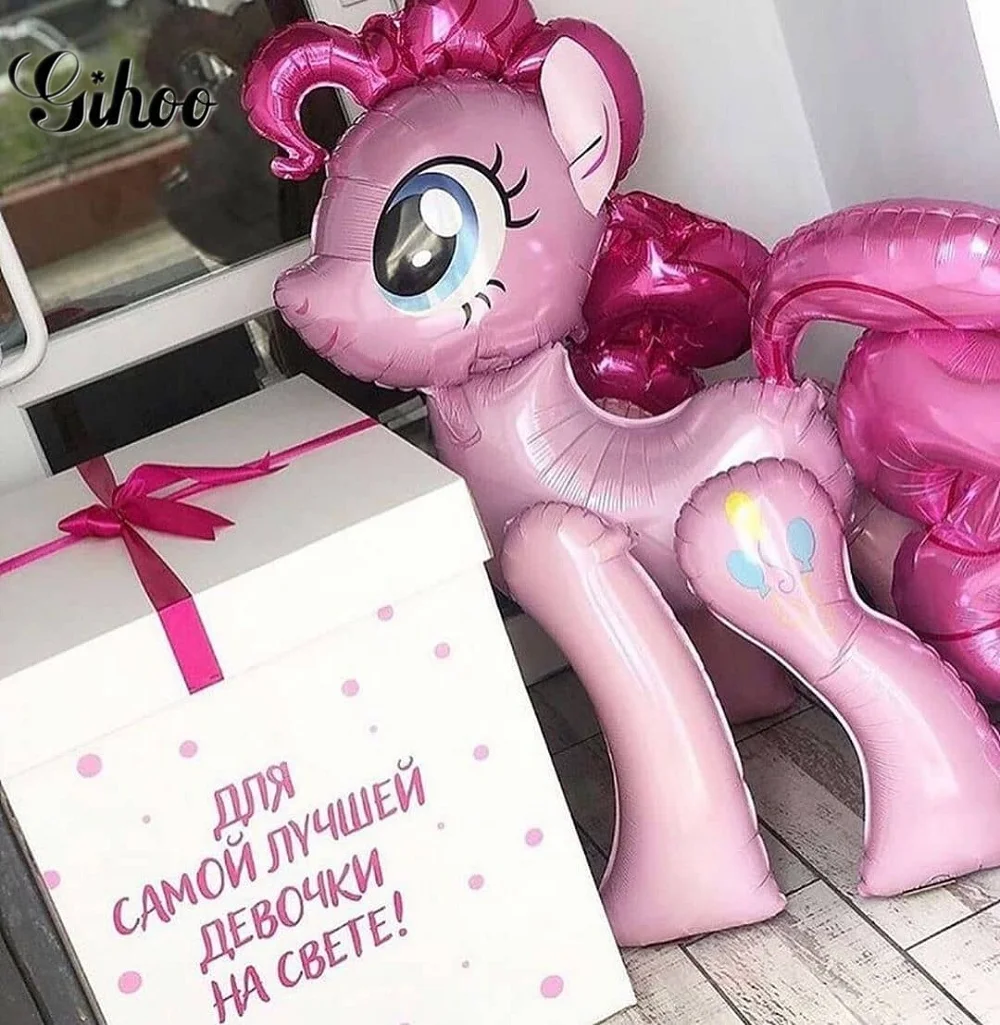 Игрушки в виде животных 1 шт. 100*97 см розовые лошади пони фольгированные воздушные
