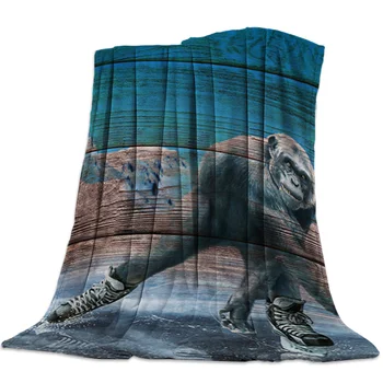 

Orangutan Skates Throw Blanket Sofa Bed Throw Blanket Kid Adult Warm Blanket for Beds Coral Fleece Fabric