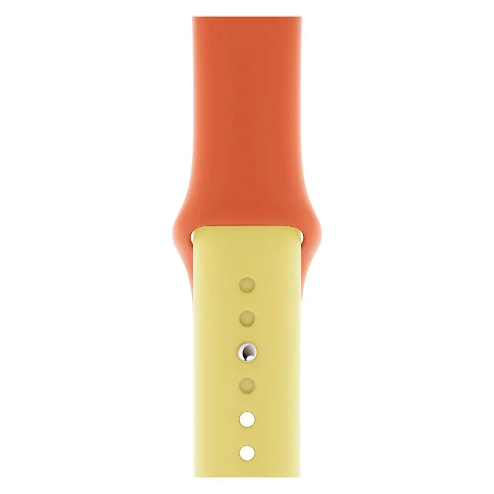 orange yellow Ремешок для Apple Watch 4 3 2 1 полосы 38 мм 42 мм силиконовый мягкий спортивный резиновый ремешок для часов Ремешок для Iwatch серии 4 3 2 1 40 мм 44 мм - Цвет ремешка: orange yellow