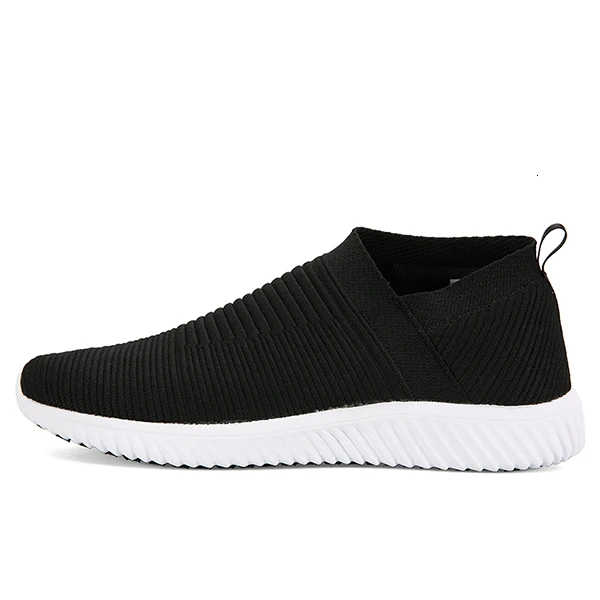 PEAK Men Shoes Breathable Knitless Slip On Casual Sneakers Soft Lightweight Non-slip Lazy Sneakers Outdoor Walking Shoes - Цвет: Black