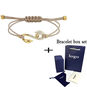 

New Lucky Power Series Hook Bracelet Beige Brown S Shape Hook Crystal Lady Bracelet Valentine's Day Send Girlfriend Fashion Gift