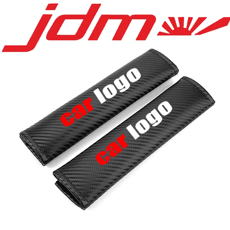 

Embroidery Car logo emblem carbon fiber style seat belt cover shoulder pad for TOYOTA HONDA NISSAN MAZDA MTSUBISHIL accessories