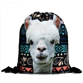 

Woman Backpack Color Alpaca HD 3D Printed Drawstring Bag High Quality Styling Accessories Withstanding Ability Strong Pocket