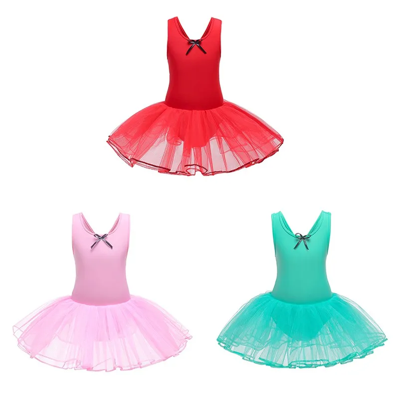 

New Breathable Skirt Children Kids Girls Fashion Concise Bow-knot Decoration Sleeveless Round Collar Ballet Dress