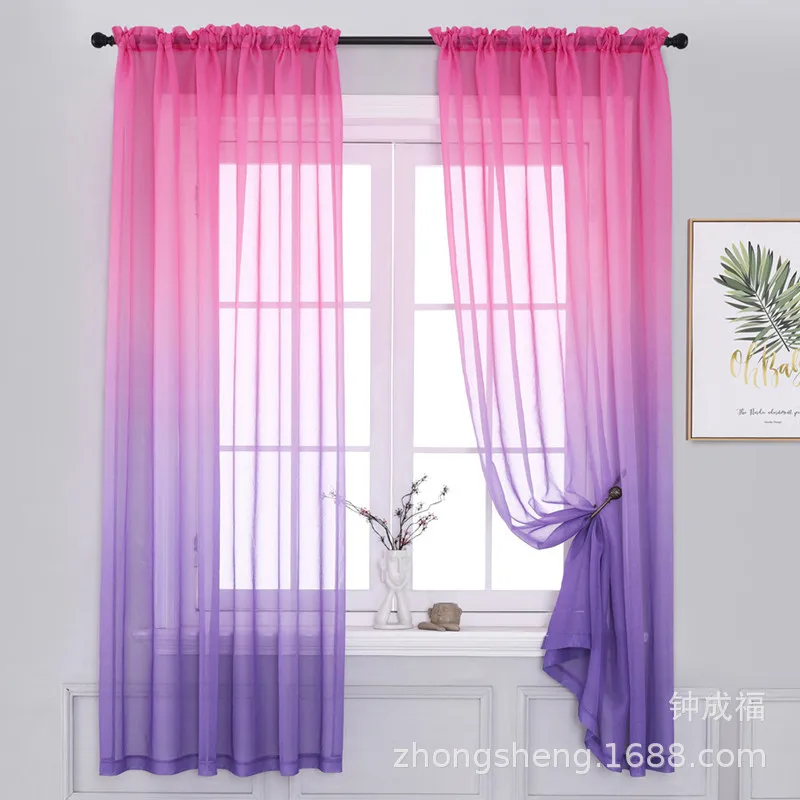 

Modern Pure Color Tulle Curtains Gradient Screens for Balcony Blackout Curtains Living Room Kitchen Bathroom Window Treatments