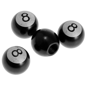 

8 Ball 4pcs Car Wheel Tire Air Pressure Valve Stems Cap Dust Cover Black