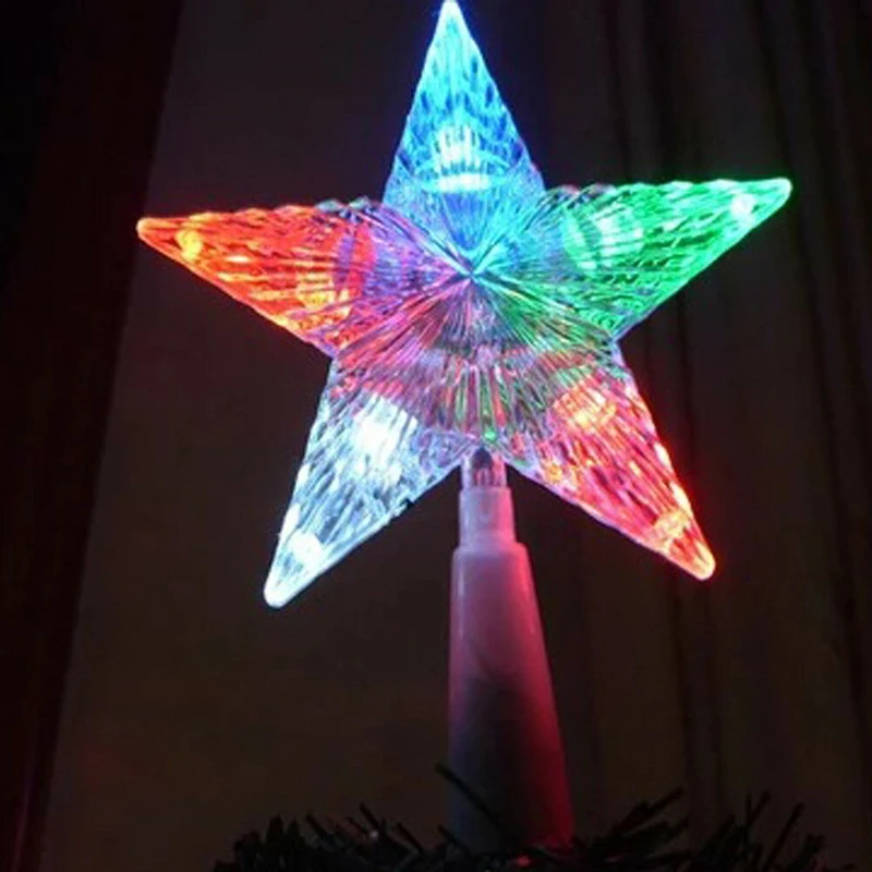 Светодиодный 3D Рождественская елка верхние огни светящиеся Звездные огни батарейный блок пентаграмма Рождественский Топпер огни украшения ночник