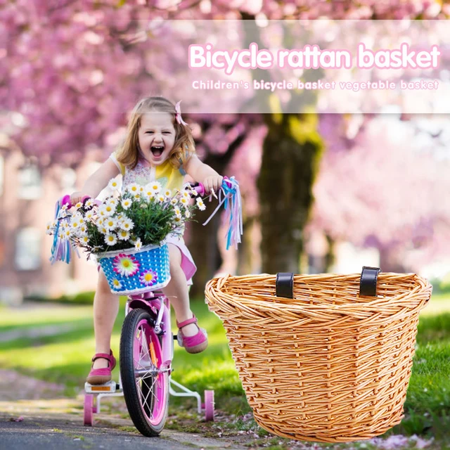 Gyerekek Kerékpár Rattan Kosár Fogantyú Bár Fonott Kézi Szőtt Hordozó Kerékpáros Robogók Elülső Táska Kerékpározás Rakománytároló - Image 4