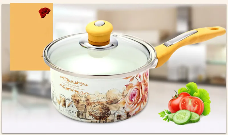 Non-stick Milk Pot Enamel Milk Pot Hot Milk Small Pot Shabu-shabu Thickened Non-stick Cooker Induction Cooker Universal 15cm