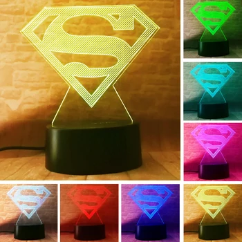 

Creative Avengers Superman DC Logo Symbol 7 Color Dimming Gradient Luminaria Table Bedroom Decor Child Man Boys Xmas Kids Gifts