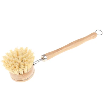 

Natural Wooden Long Handle Pan Pot Brush Dish Bowl Washing Cleaning Brush Household Kitchen Cleaning Tools