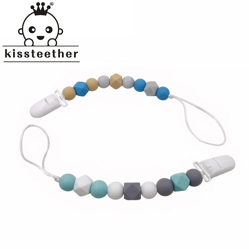 

Baby Teether Pacifier Chain Organic Teether Natural Teething Grasping Toy Silicone Beads Toddler Teether Newborn DIY Baby Gift