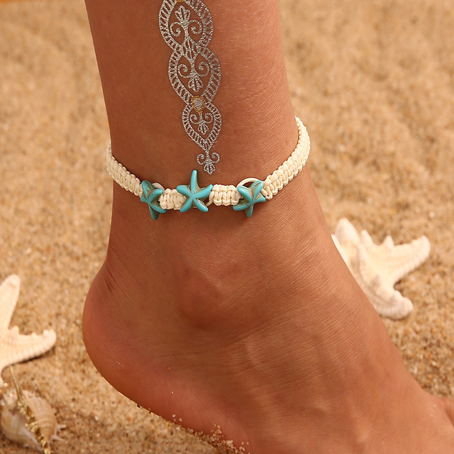 Shell Ankle Bracelet Set For Women Bohemian Rope Chain Sequin Anklets Summer Beach Girls Barefoot Leg Chain Boho Jewelry